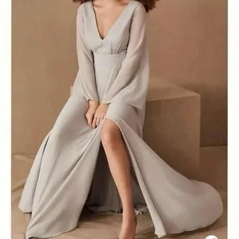 BHLDN Doria Dress Maxi Sheer Anthropologie Wedding Prom Ball Evening Size US 8